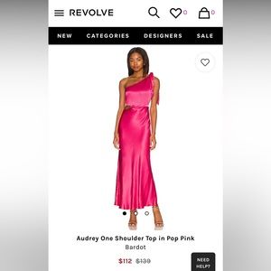 Hot Pink Bardot One Shoulder Tie Dress